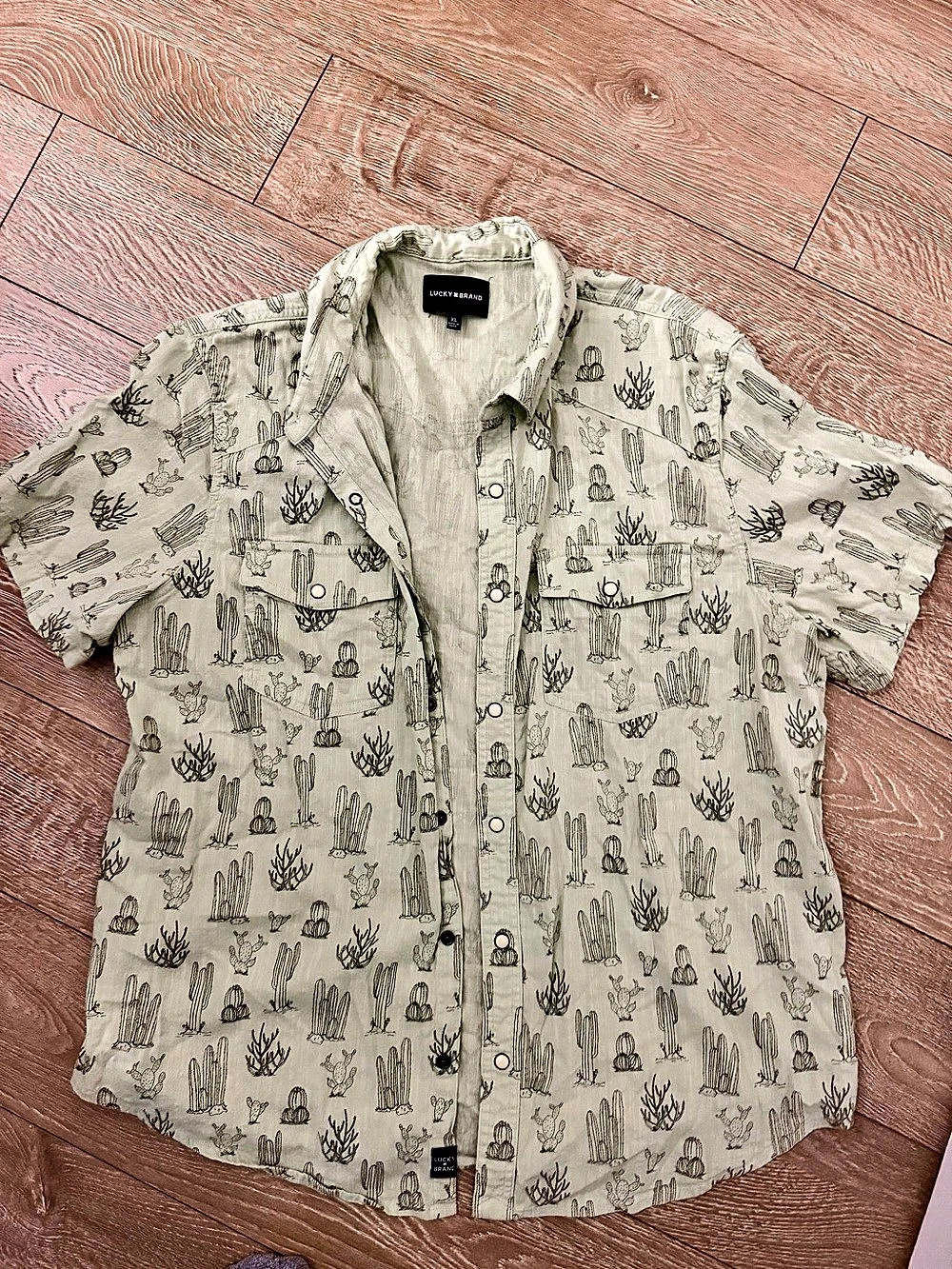 Lucky Brand Cactus Print Short Sleeve Shirt Size XL